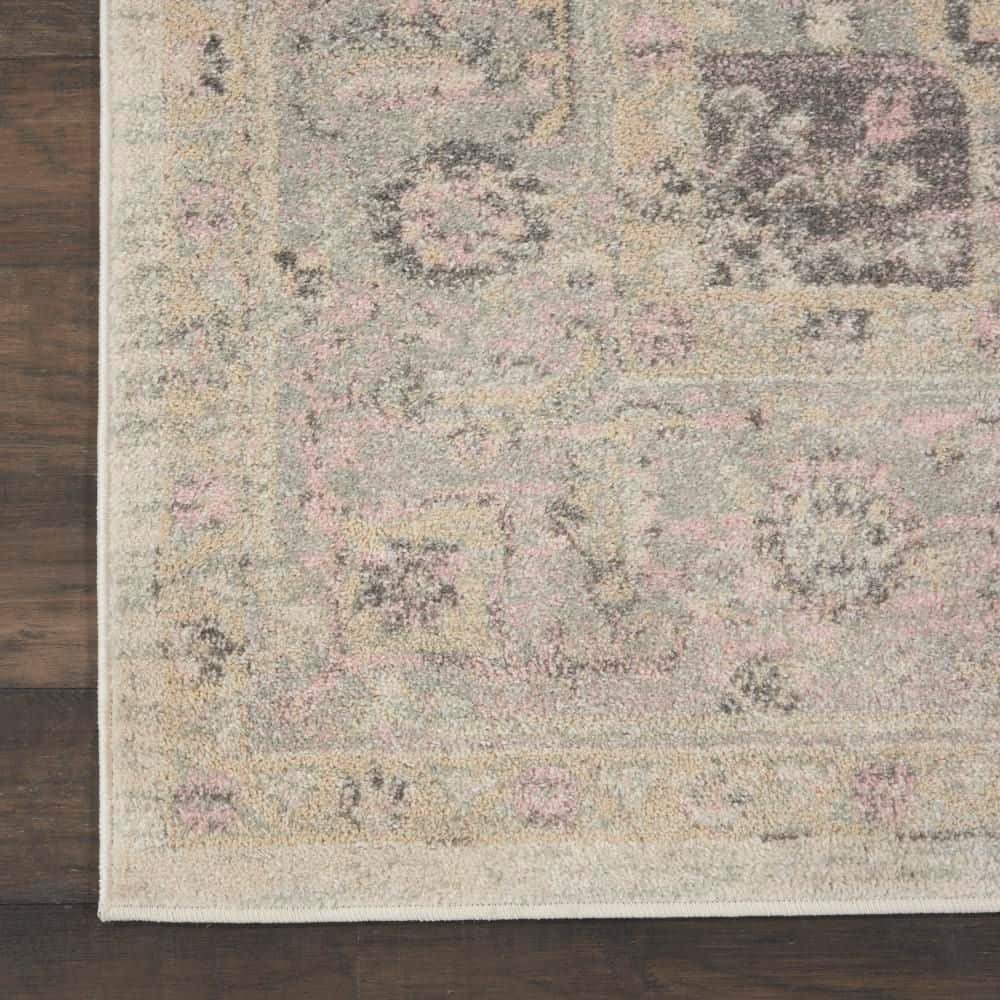 Elegant Ivory & Pink Distressed Kashan 8' x 10' Area Rug