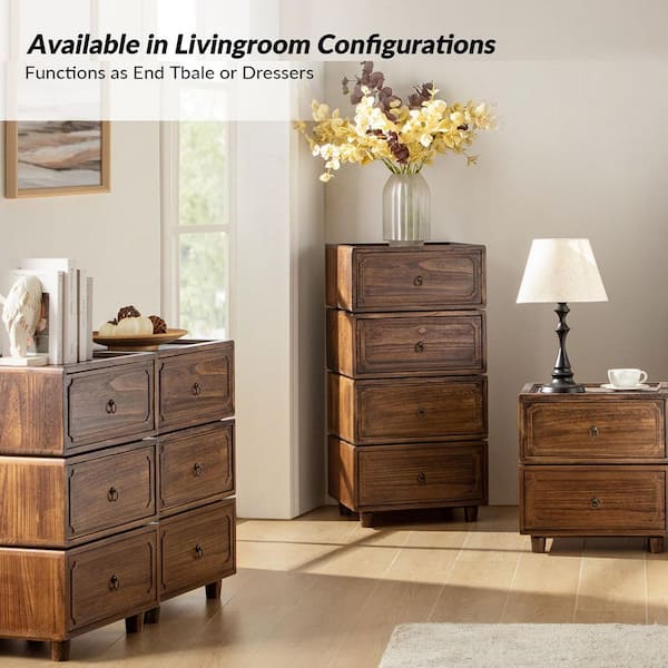 JAYDEN CREATION Geraint Walnut Transitional 2-Drawer Nightstand