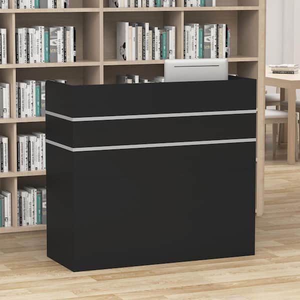FUFU&GAGA 47.2 in. Rectangle Black Wooden Console Table with 3