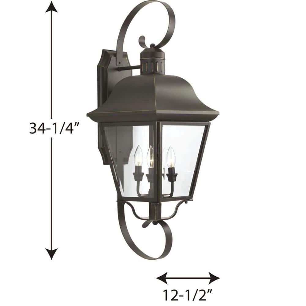 Andover Antique Bronze 4-Light Outdoor Wall Lantern with Beveled Glass Panels