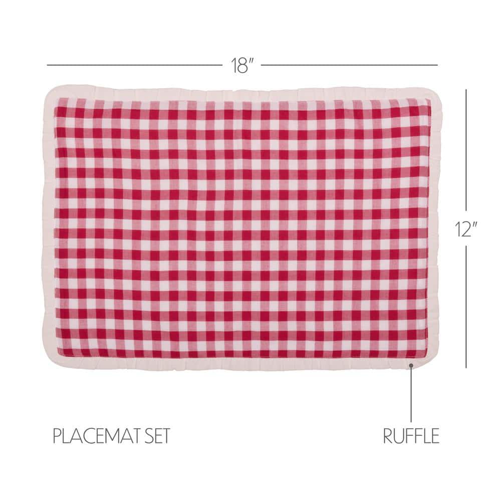 Emmie Red and White Cotton Check Rectangle Placemats Set of 6