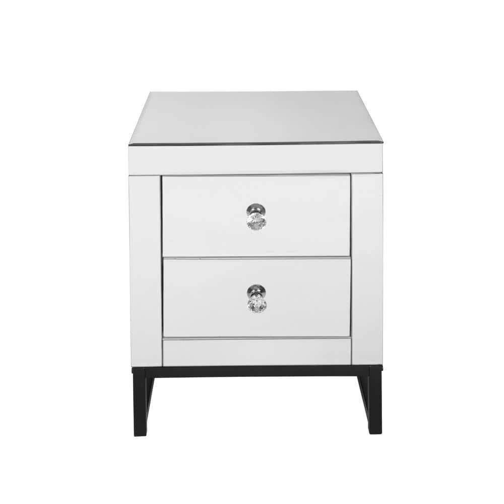 ZIRUWU 2-Drawer Transparent Nightstand 21.70 in. x 15.75 in. x 