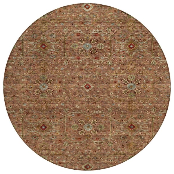 Chantille Machine Washable Indoor/Outdoor Abstract ACN1130 Paprika 8 ft. x 8 ft. Area Rug
