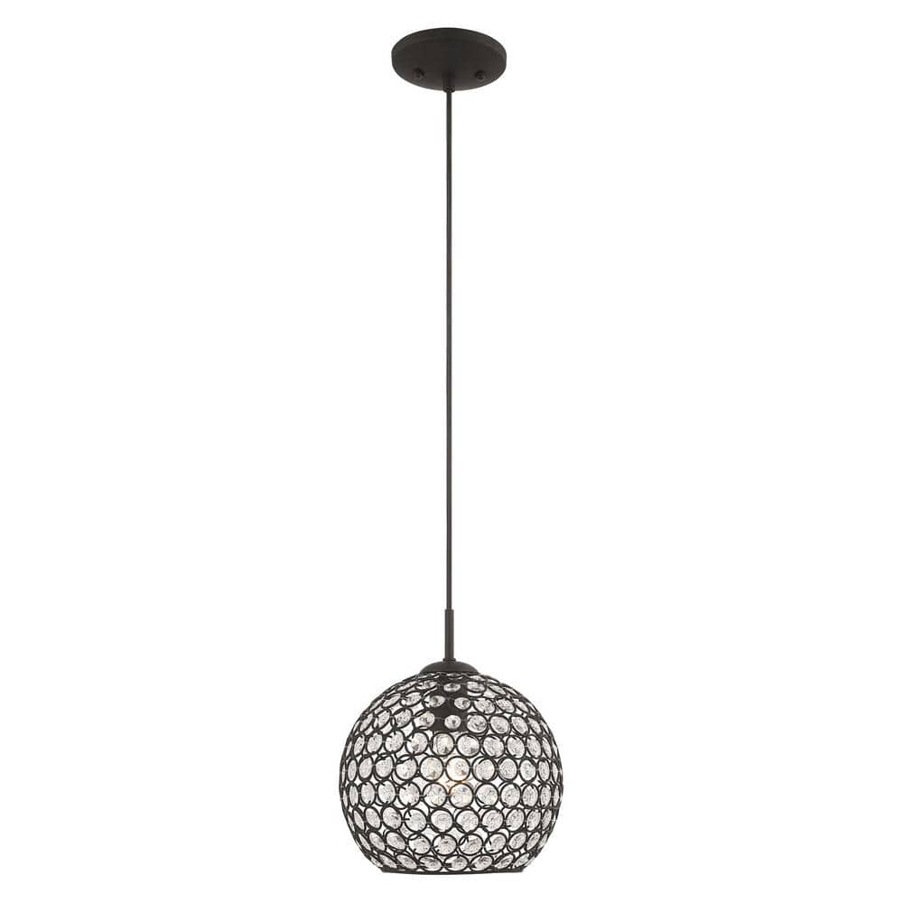 Cassandra Black Mini Globe Pendant with Crystal Accents