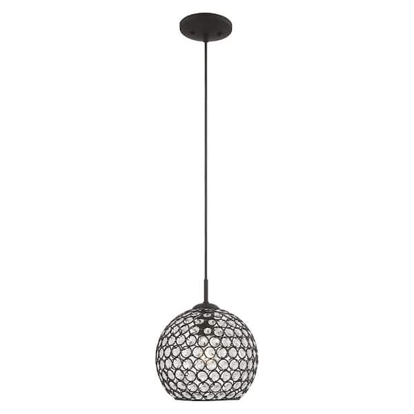 AVIANCE LIGHTING Estridge 1-Light Black Mini Pendant with Hand Assembled Crystal Shade