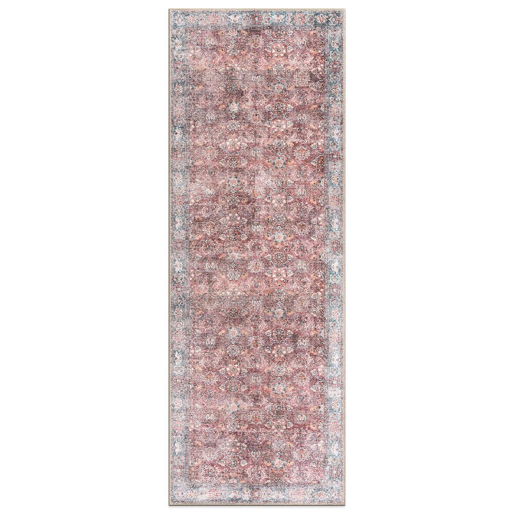 Amber Multi 2 ft. 6 in. x 10 ft. Transitional Bordered Vintage Machine Washable Non Slip Runner Rug price history on PriceWatchPro