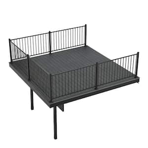 Infinity Attached 12 ft. x 12 ft. Cape Town Gray Composite Deck Kit with Steel Framing and Railing