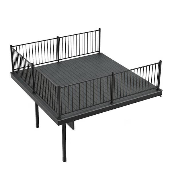 FORTRESS Infinity Attached 12 ft. x 12 ft. Cape Town Gray Composite Deck Kit with Steel Framing and Railing