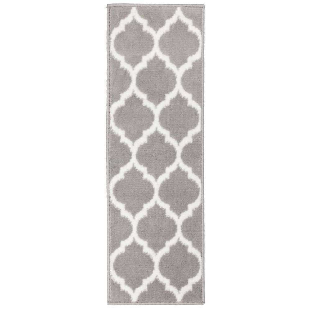 MSRUGS Trellis Collection Gray 9 in. x 28 in. Polypropylene Stair Tread ...