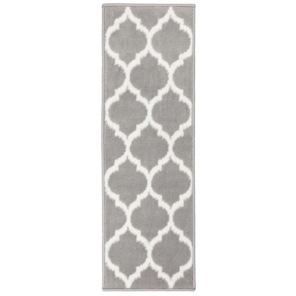 MSRUGS Trellis Collection Gray 9 in. x 28 in. Polypropylene Stair Tread (Set of 7)