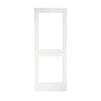 30 in. x 80 in. x 1-3/8 in. 2-Lite Solid Core Clear Glass Shaker White Primed Wood Interior Door Slab