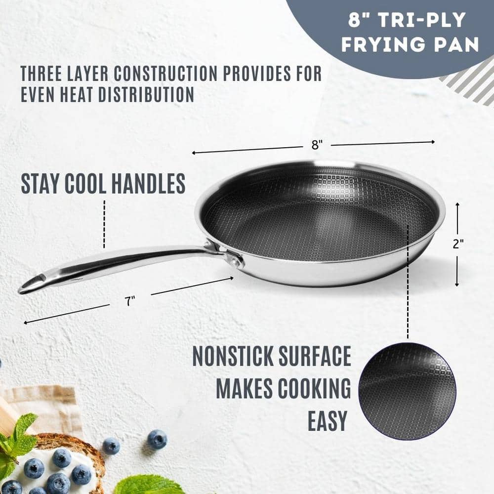 8-Inch Stainless Steel Nonstick Frying Pan with Lid