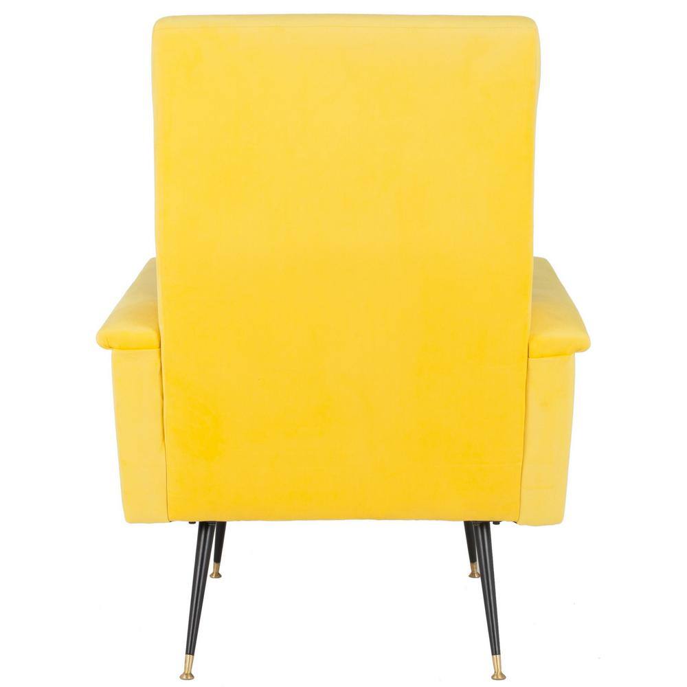 Aida Yellow Velvet Mid-Century Modern Accent Chair