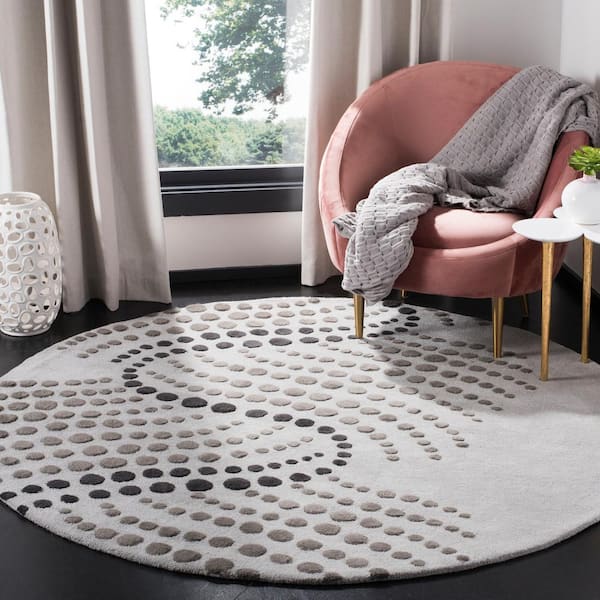 Soho Gray/Ivory 6 ft. x 6 ft. Round Geometric Area Rug