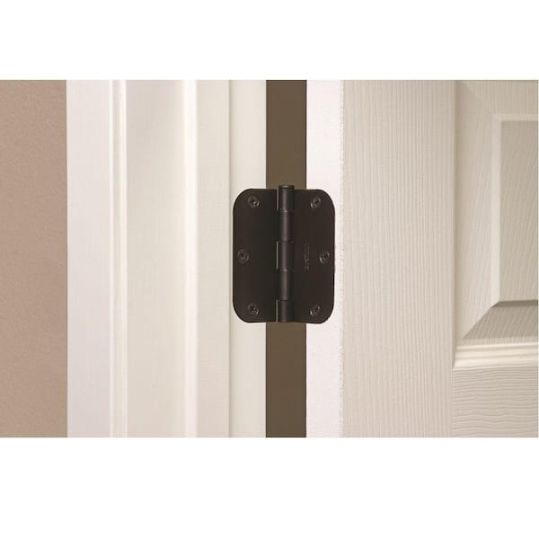 3-1/2 in. x 5/8 in. Radius Oil-Rubbed Bronze Squeak-Free Door Butt Hinge (12-Pack)