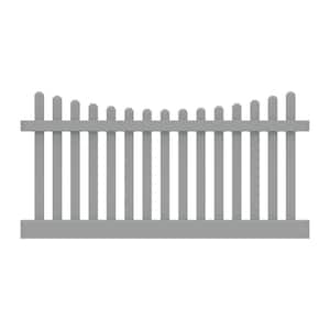Kettle Scallop 4 ft. H x 8 ft. W Gray Vinyl Picket Fence Panel (Unassembled)