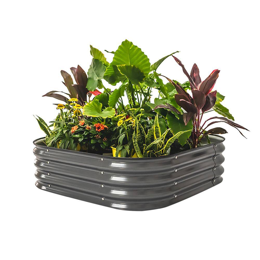 Modern Gray 11" Tall Modular Metal Outdoor Raised Garden Bed