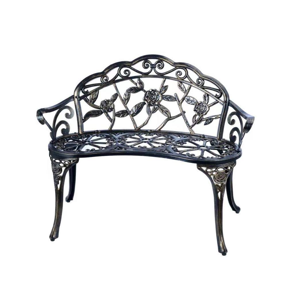 39 in. x 20 in. x 31.5 in. 2 Person Seat Black Aluminum Outdoor Cast Aluminum Outdoor Furniture with Floral Rose Glider price history on PriceWatchPro