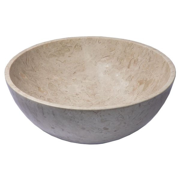 Eden Bath Small Round Stone Vessel Sink in Penny Grey Marble