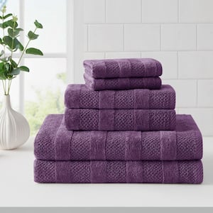 Shear Bliss Quick Dry 100% Cotton 2 Bath, 2 Hand, 2 Washcloth Towel Set, Slim Lightweight Design, Absorbent (Plum)