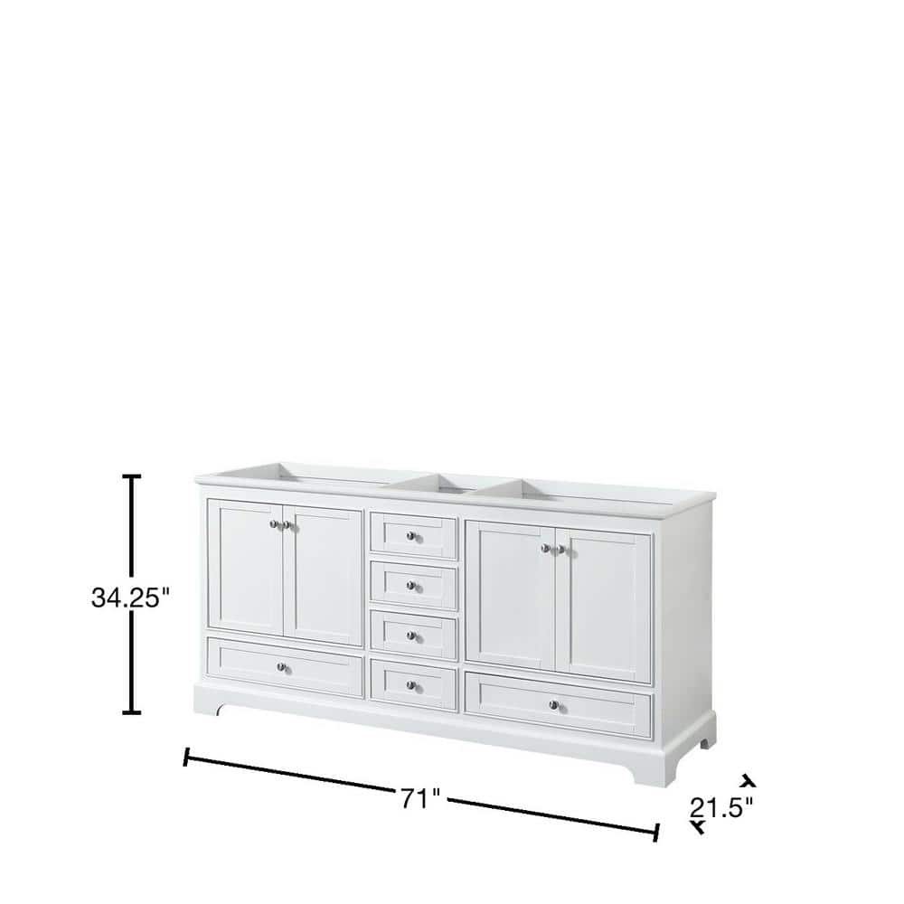 Deborah 71" White Plywood Double Free-Standing Vanity Base