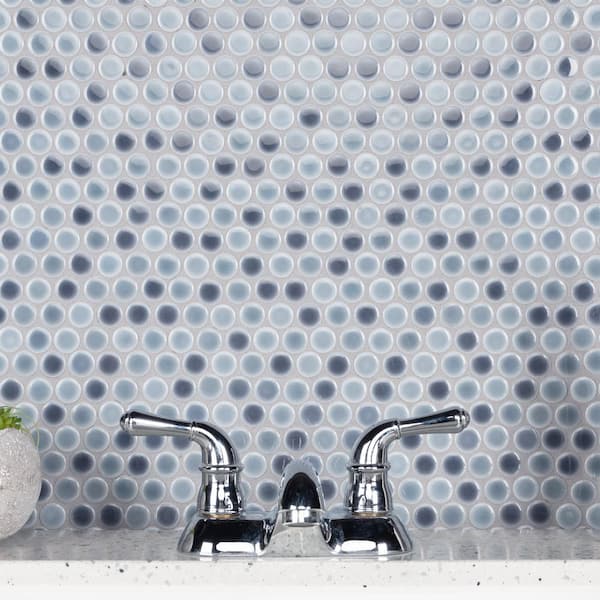 Hudson Penny Round Stillwater 12 in. x 12-5/8 in. Porcelain Mosaic Tile (10.7 sq. ft./Case)