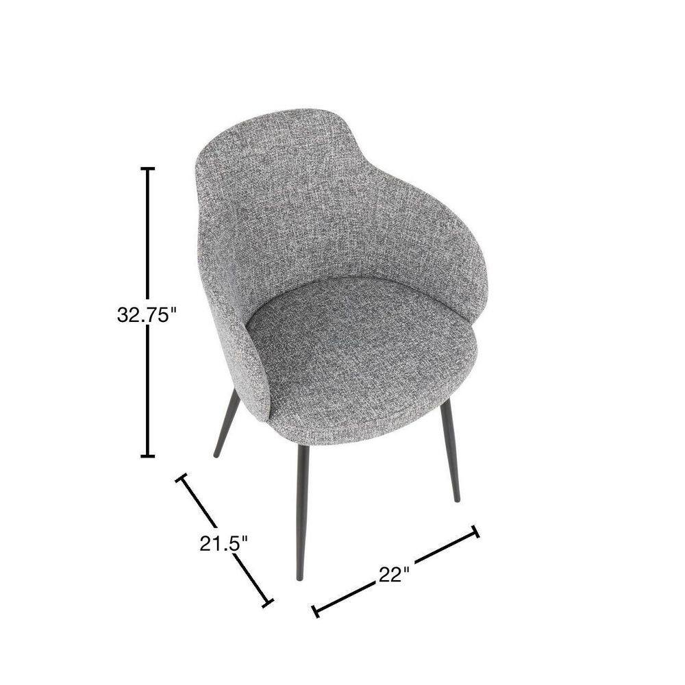 High-Back Boyne Chair with Upholstered Bucket Seat and Black Metal Legs