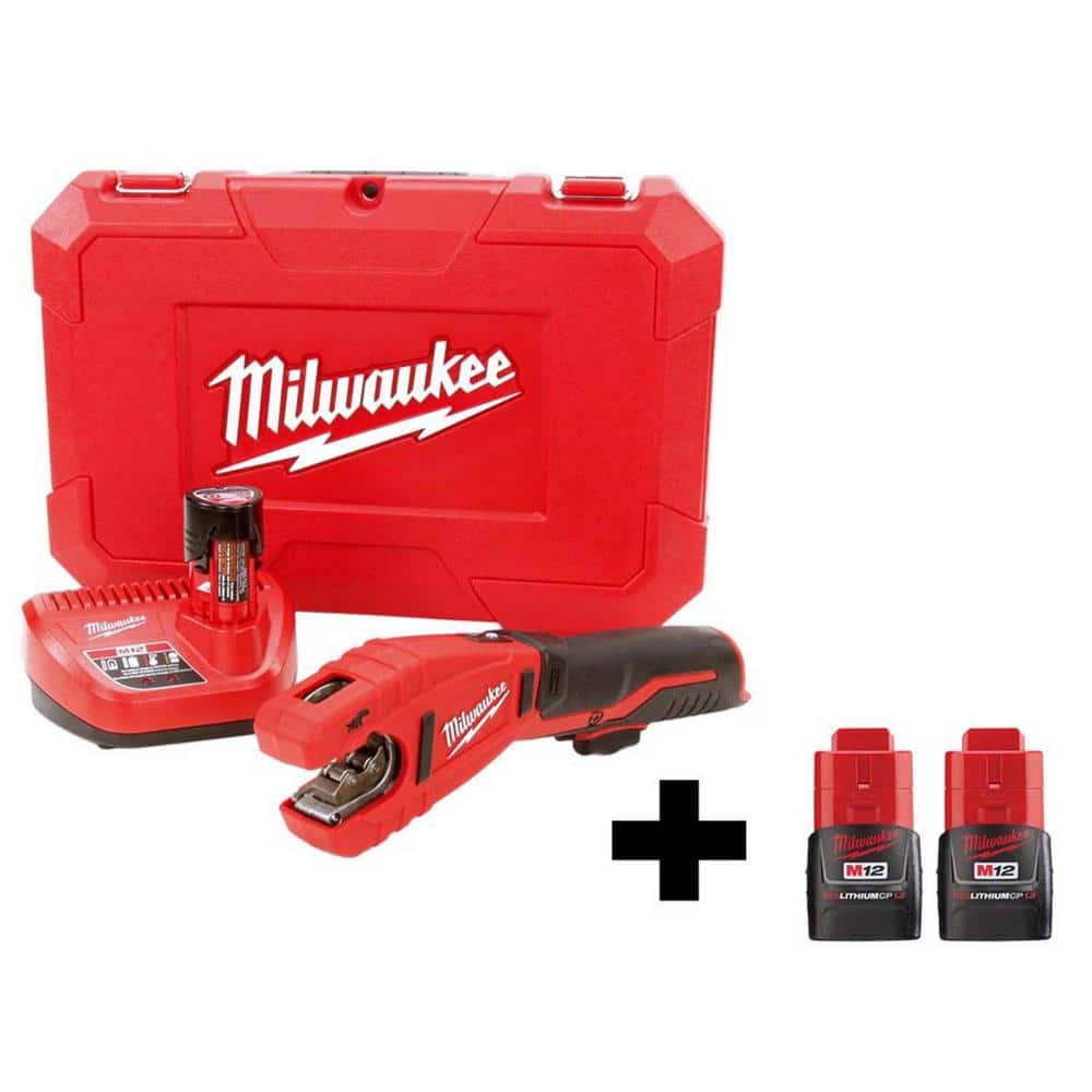 Milwaukee M12 12-Volt Lithium-Ion Cordless Copper Tubing Cutter Kit W/Free M12 1.5 Ah Battery (2-Pack) -  2471-21-48-1