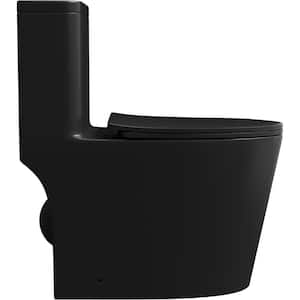1-Piece 1.1/1.6 GPF Dual Flush Elongated Toilet in Matte Black