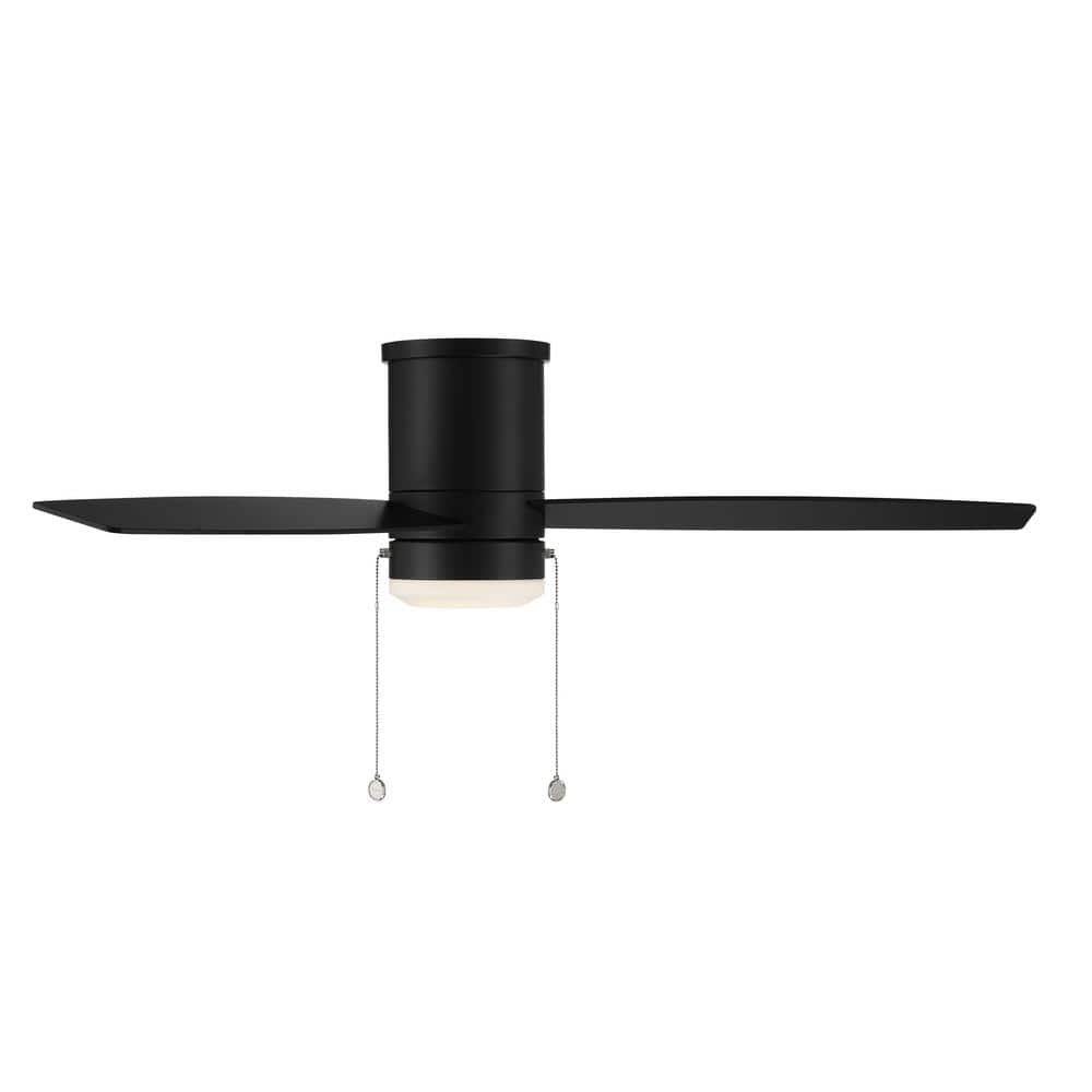 Matte Black 52'' Low Profile Ceiling Fan with LED Light