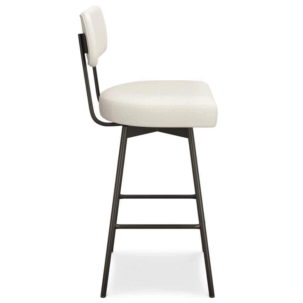 Natural Linen and Metal Swivel Bar Stool Set