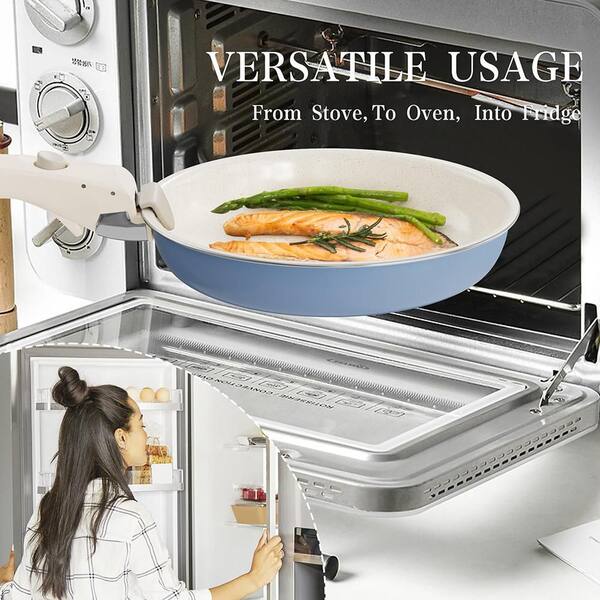 Ceramic Nonstick Cookware Set Removable Handle Stackable Non Toxic