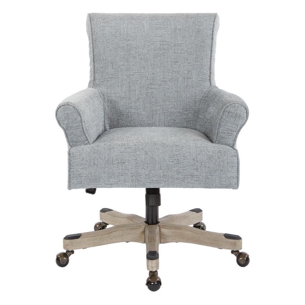 Megan Mist Gray Fabric Swivel Task Chair with Adjustable Arms