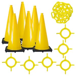 28 in. Yellow Traffic Cone and Chain Kit