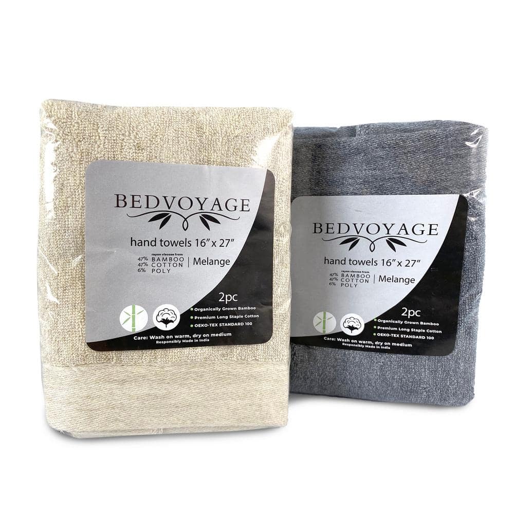 Sand Cotton and Bamboo Blend Hand Towels Set of 2