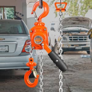 1/2 Ton Manual Lever Chain Hoist 5 ft. Long Chain Hoist with 360° Rotation Hook and Double-Pawl Brake