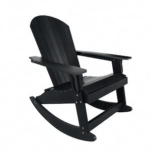 Vineyard Black Outdoor Patio Plastic Adirondack Rocking Chair