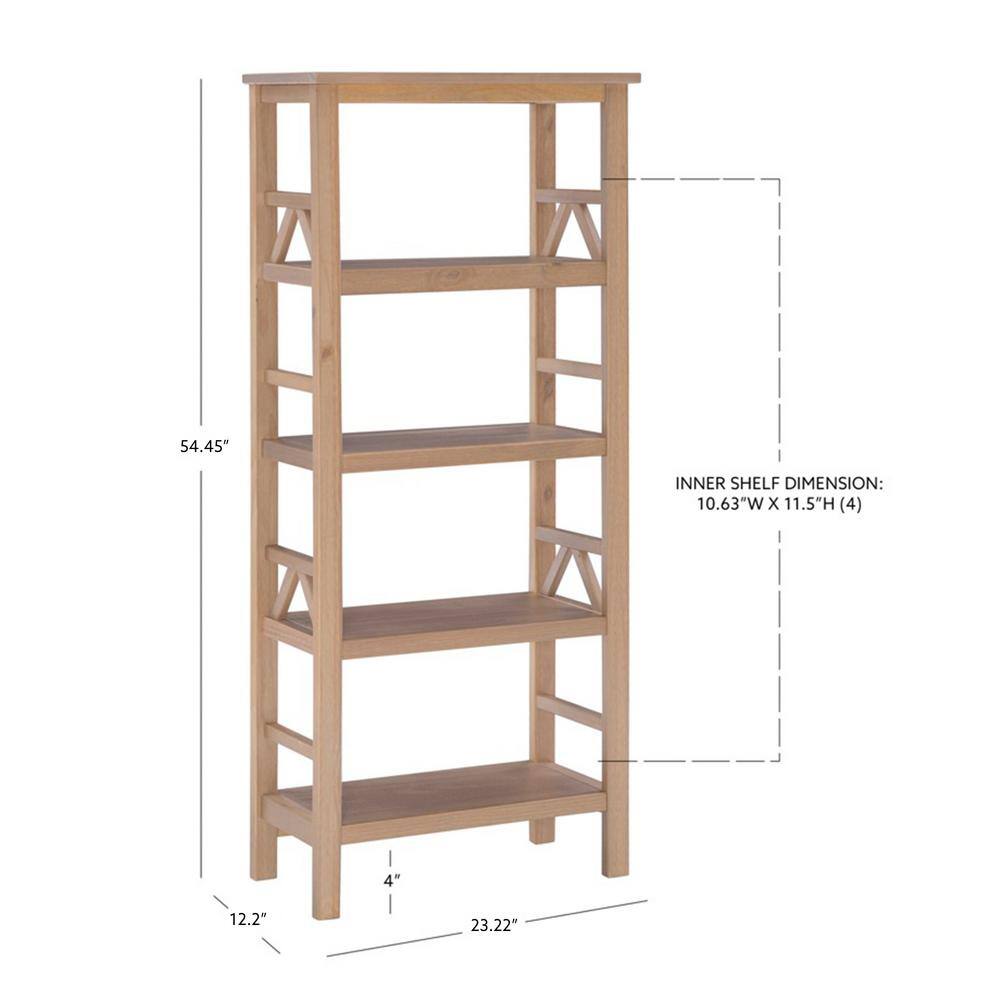 Rustic Gray Pine Wood 4-Shelf Bookcase