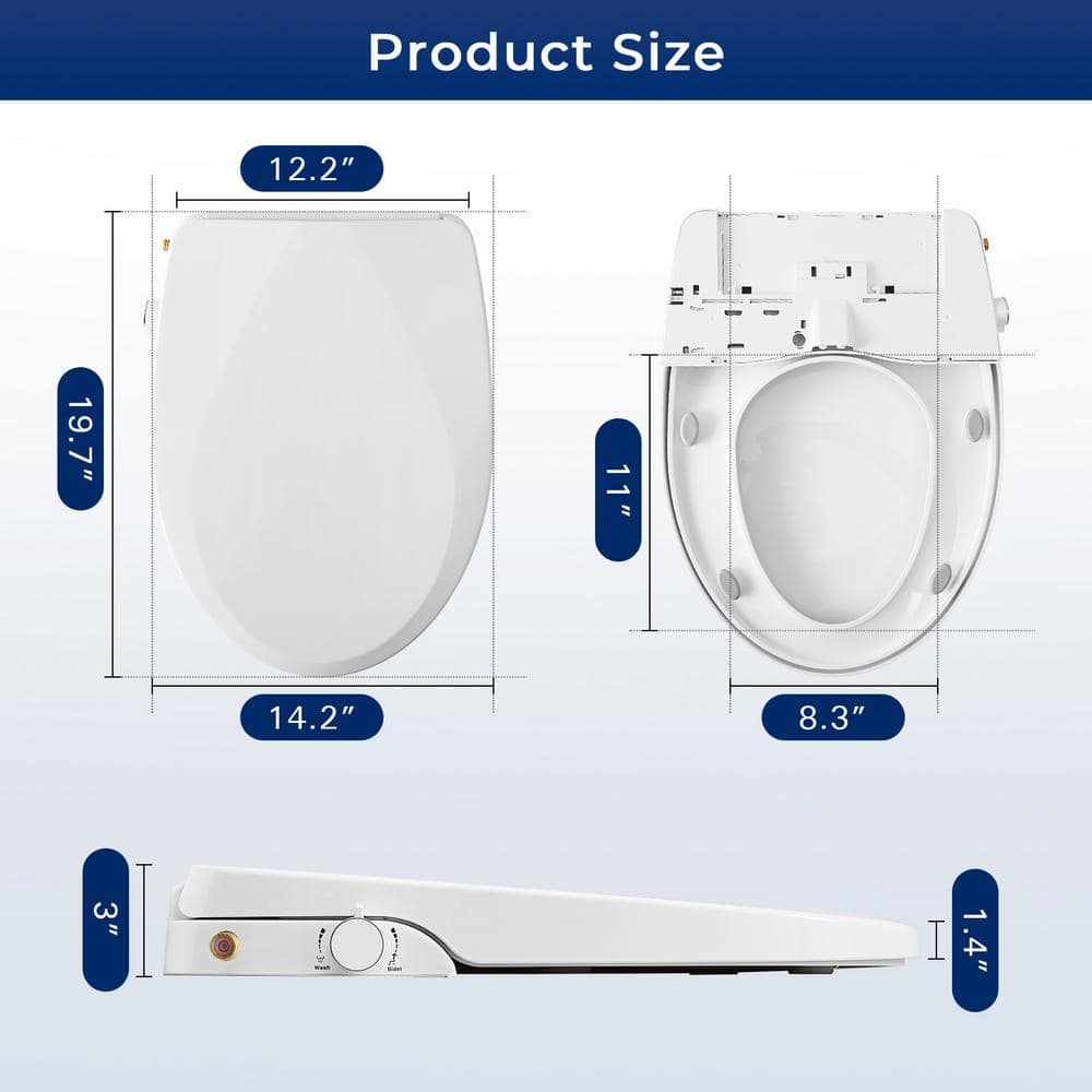 White Non-Electric Bidet Toilet Seat with Dual Nozzles