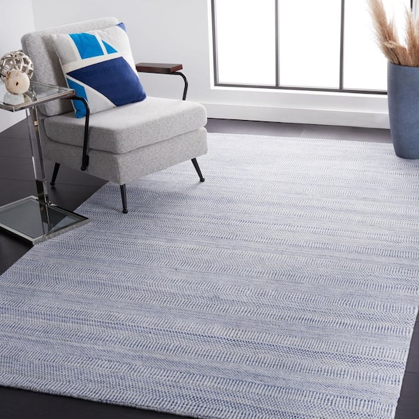 Mirage 10 ft. x 14 ft. Blue/Ivory Striped Marle Solid Color Area Rug