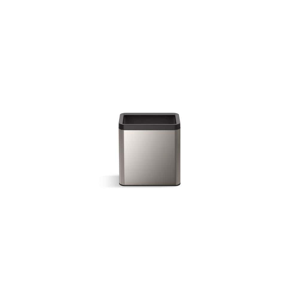 25-Liter Stainless Steel Open-Top Trash Can with Brushed Finish