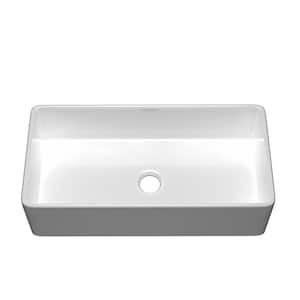 36 in. Farmhouse/Apron-Front Single Bowl White Fireclay Kitchen Sink with Drain