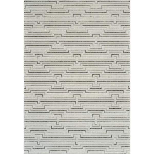 Cream, Beige 4 ft. x 6 ft. Woven Geometric Polypropylene Rectangle Indoor/Outdoor Area Rug