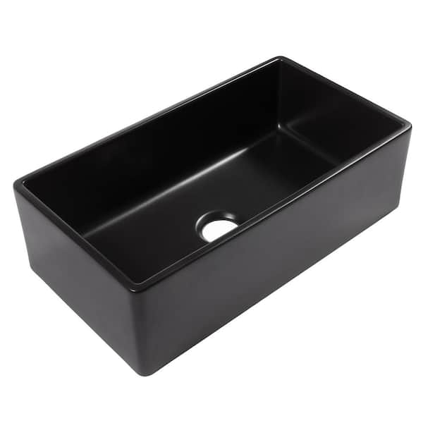 Austen 33 in. Farmhouse/Apron-Front Undermount Single Bowl Matte Black Fireclay Kitchen Sink