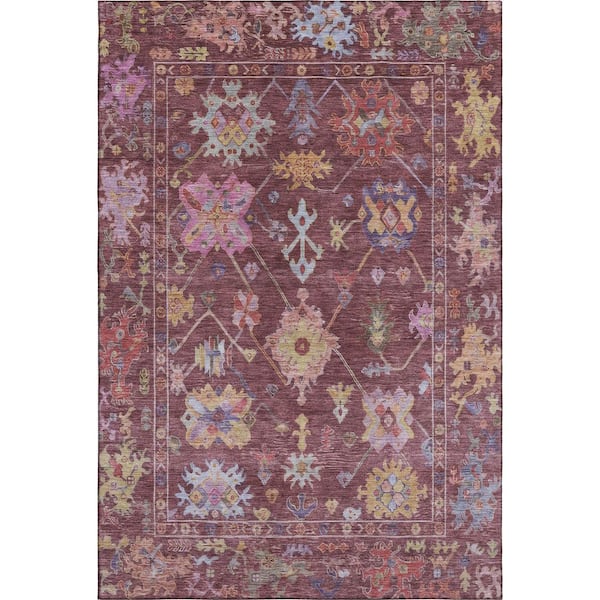 Mayfield Premium Machine Washable Abstract AMF2234 Burgundy 8 ft. x 10 ft. Area Rug