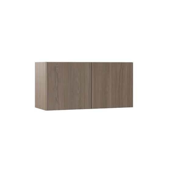Hampton Bay Designer Series Edgeley Assembled 30x15x12 in. Wall Bridge Kitchen Cabinet in Driftwood