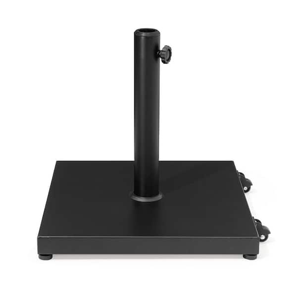 55 lb. Concrete Patio Umbrella Base in Black Outdoor Market Umbrella Stand with Wheels Fits Pole Sizes 1.37 - 1.9 in.