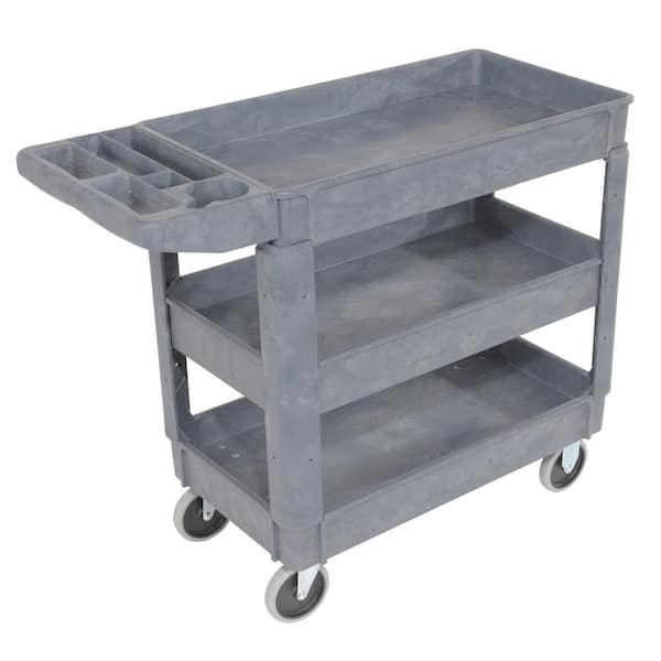 3-Tier White Kitchen Cart Rolling Storage Utility Cart Heavy Duty Craft Cart with Wheels and Handle