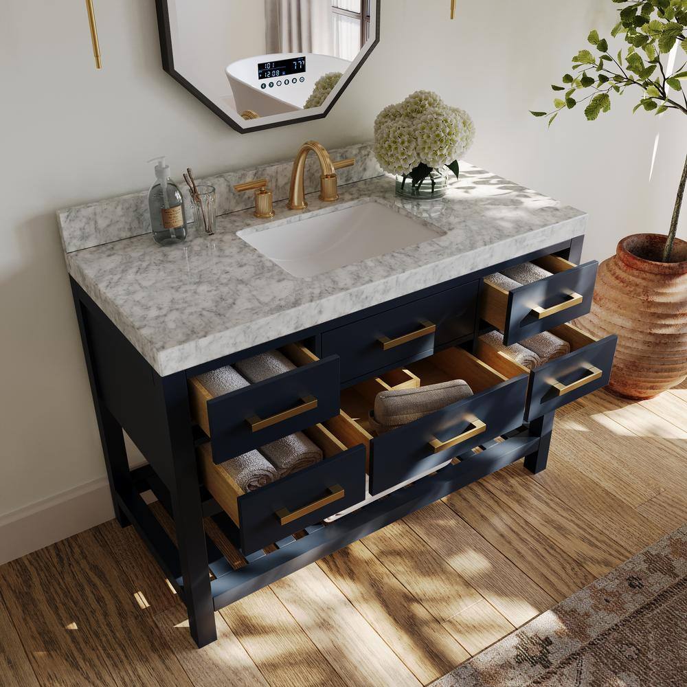 Elizabeth 48'' Heritage Blue Wood Vanity with Marble Top