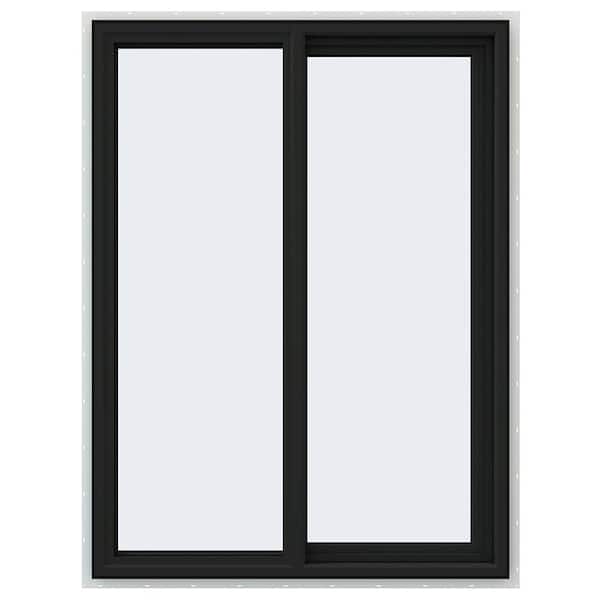 JELD-WEN 36 in. x 48 in. V-4500 Series Bronze Exterior/White Interior FiniShield Vinyl Right-Handed Sliding Window w/Mesh Screen